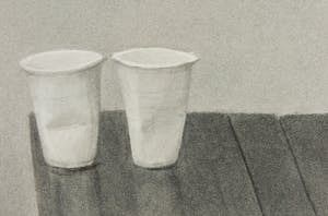 Gerard Huysman - Pasteltekening van twee plastic bekers kopen? Bied vanaf 1!