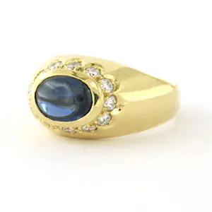 18k geel gouden ring bezet met saffier en briljant geslepen diamant tot. 0.50ct kopen? Bied vanaf 1000!