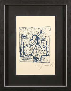 A.R. Penck - Zeldzame handgesigneerde litho, Zonder titel - Ingelijst verkocht voor € 1!