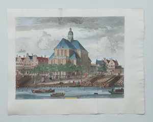 Isaac Tirion - Amsterdam Oosterkerk Oude Gravure Stadsgezicht 1760 kopen? Bied vanaf 50!