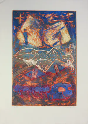 Chabab Tayefeh Mohajer - Gemengde druktechniek, Lot van 12 abstracte composities + boek kaufen? Bieten Sie von 300!