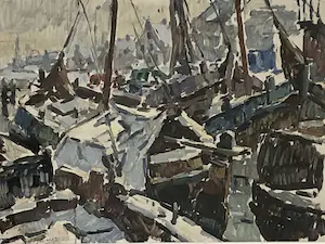 Henk Bellaard - Havengezicht met Skûtsjes kopen? Bied vanaf 100!