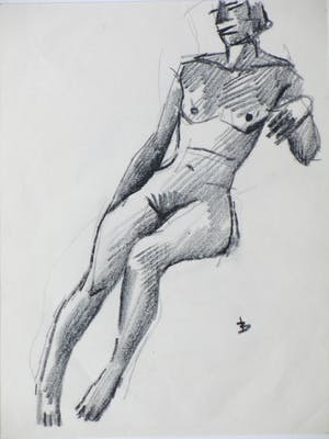 Herman Bieling - Zittend naakt - Potloodtekening kopen? Bied vanaf 1!