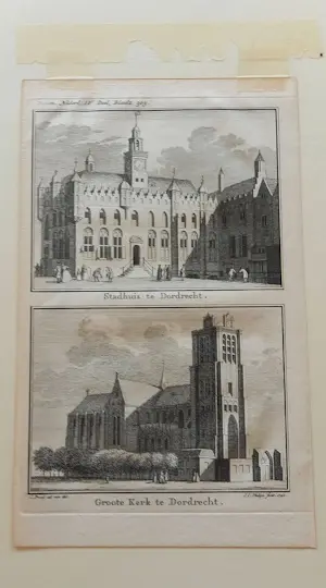 Jan Caspar Philips - Gravure Dordrecht, Stadhuis & Grote Kerk – Het Verheerlijkt Nederland kopen? Bied vanaf 125!