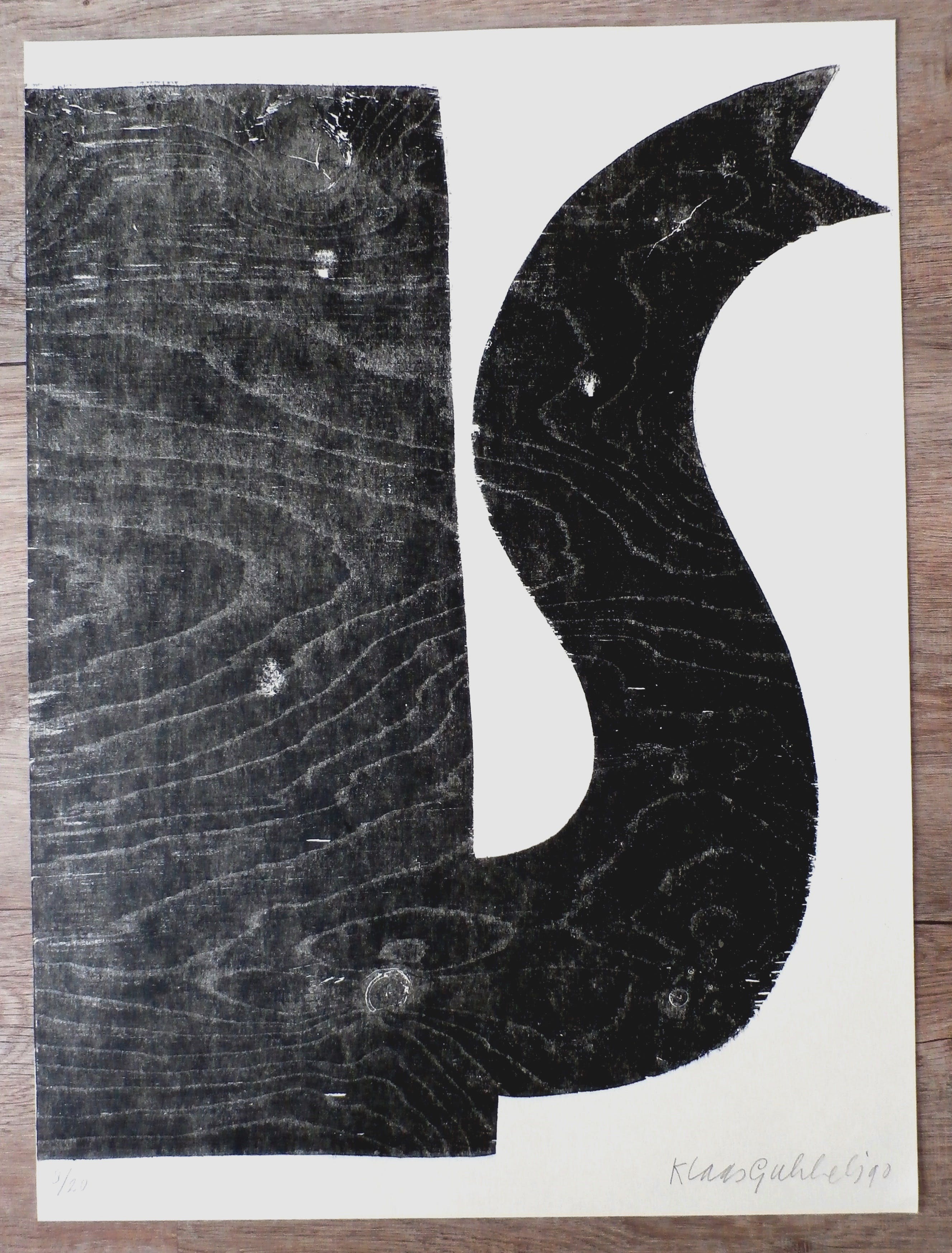 Klaas Gubbels - grote houtsnede - kan -1990 kopen? Bied vanaf 395!