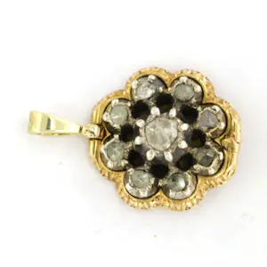 18k goud met zilver hanger met roos diamant tot. 0.10ct – G/H – SI – 4.8 gram kopen? Bied vanaf 650!