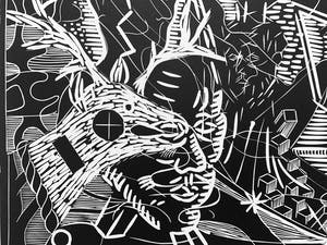 Thomas van der Linden - linosnede - 'Catacombe des inconnues' - 1985 kopen? Bied vanaf 75!