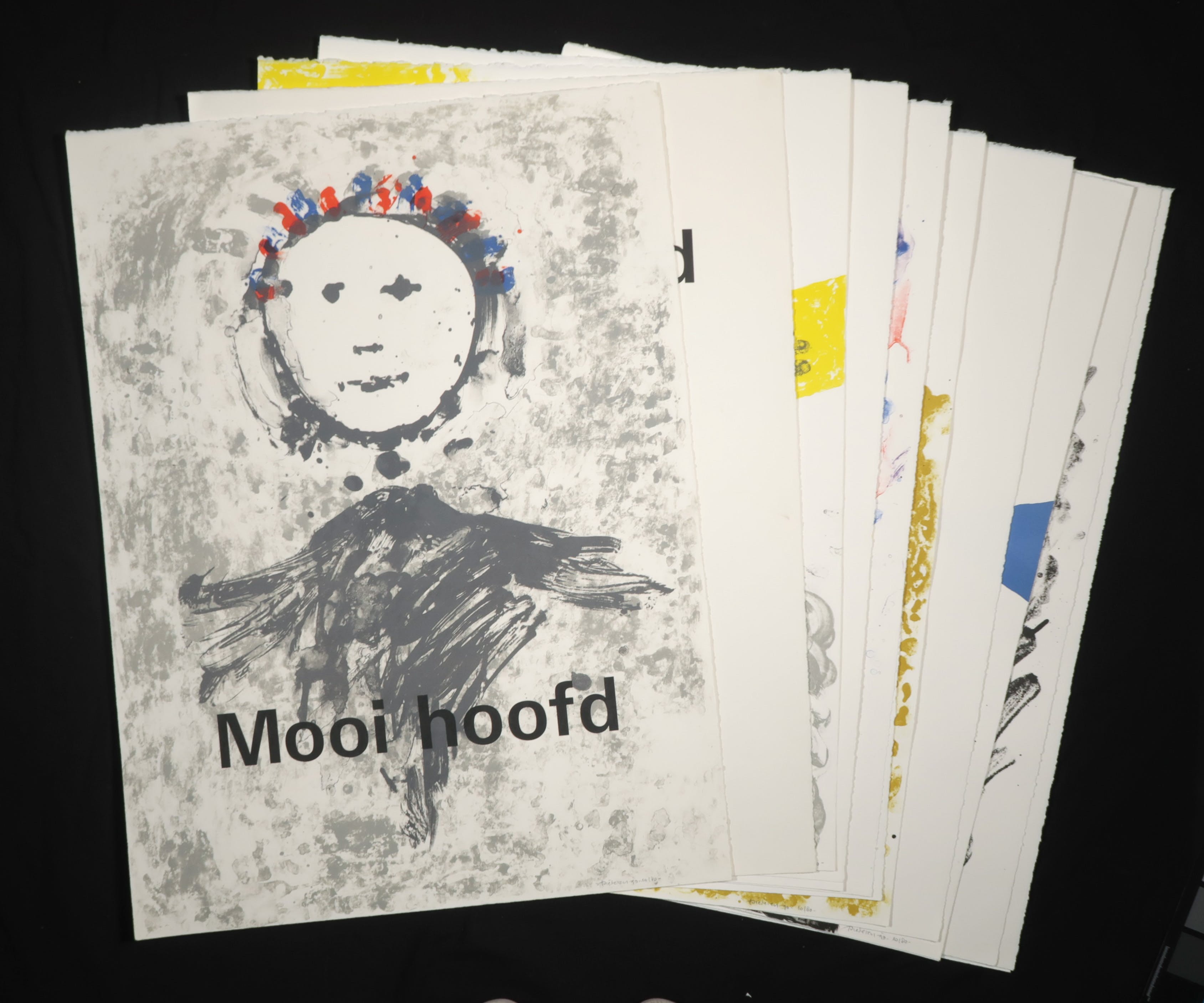 Jef Diederen - Portfolio met 7 litho's naar teksten van Lucebert, Mooi Hoofd verkocht voor € 300!
