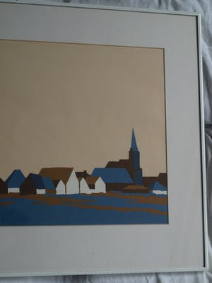 Curiosa - Knipselkunst , Dorpsgezicht Noord-Holland – ingelijst - 1989 kopen? Bied vanaf 1!