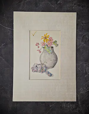 Louis Schrikkel - een vroeg jaren 30 "nieuwe Zakelijkheid" kleurpotlood "Bloemen en druiven" kopen? Bied vanaf 47!