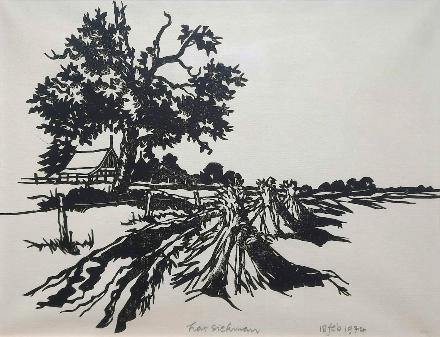 Buy Har Siekman - linosnede - Landschap - 25563? Bid from 65!