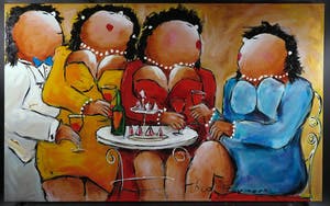 Theo Broeren - Acryl op doek, Discussie (Zeer Groot) kopen? Bied vanaf 100!
