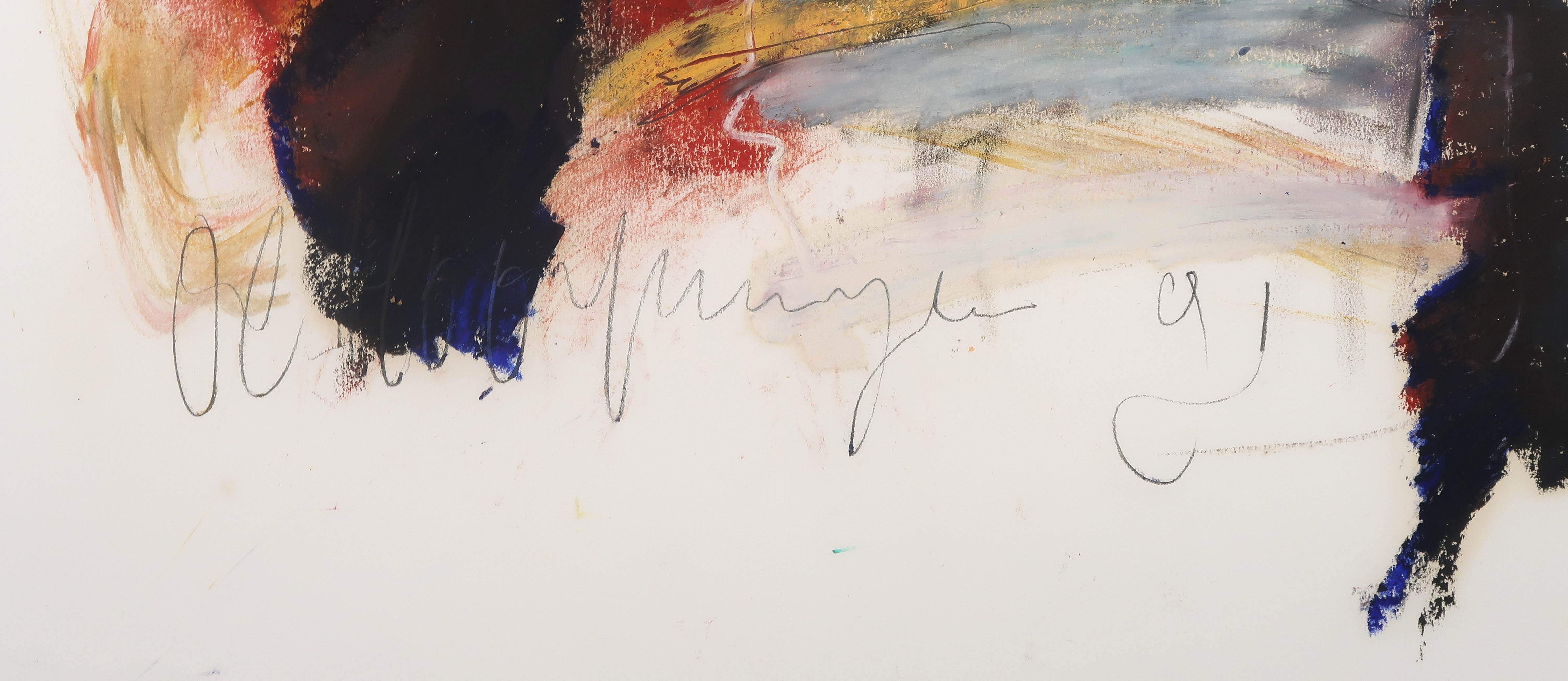 O.C. Hooymeijer - Krijt op papier, Abstracte compositie - Ingelijst kopen? Bied vanaf 1!