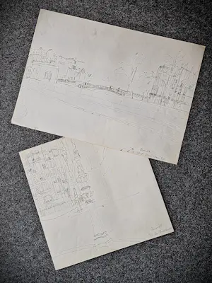 Ernst Vijlbrief - Twee (2) inkt tekeningen 1958 "Parijs - ile st Louis en port des Invalides" ges. kopen? Bied vanaf 38!