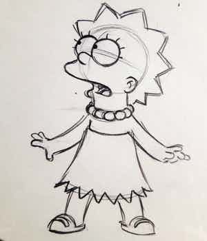 Matt Groening - originele unieke tekening Lisa, The Simpsons, ingelijst + certificaat verkocht voor € 1!