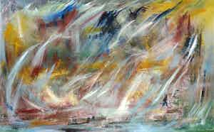 Vivienne Yacco - Olieverf op doek, Berlin 1945 (Zeer groot) verkocht voor € 150!