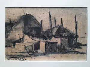 Roelof Klein - Houtskool tekening, boerderij. kopen? Bied vanaf 45!