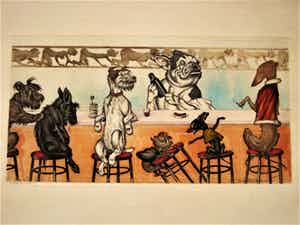 Arthur Boris O'Klein - Zijn bekende, in 1938 vervaardigde potloodgesigneerde Litho "Private Bar! verkocht voor € 10!