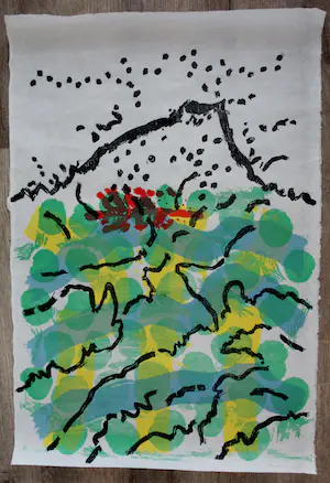 Jef Diederen - Houtsnede: Montagne Sainte Victoire - 1991 kopen? Bied vanaf 55!