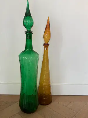 Empoli Glas - Groene Empoli glazen karaf, iconisch model Genie, 1970 kopen? Bied vanaf 75!