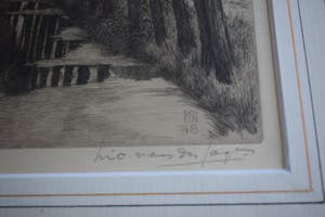 Nico van der Jagt - Ets - Poldersloot met knotwilgen -1948 kopen? Bied vanaf 60!