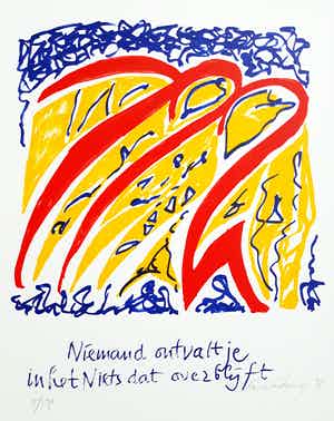 Simon Vinkenoog - Niemand ontvalt je in het Niets dat overblijft, zeefdruk verkocht voor € 80!