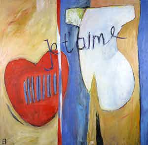 Philip Vencken - Olieverf op doek, Je t'aime (Zeer groot) verkocht voor € 100!