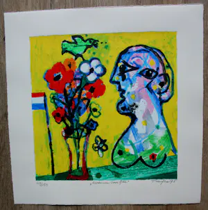 Hans Truijen - Zeefdruk: "Bloemen voor Gea" - 1995 kopen? Bied vanaf 100!