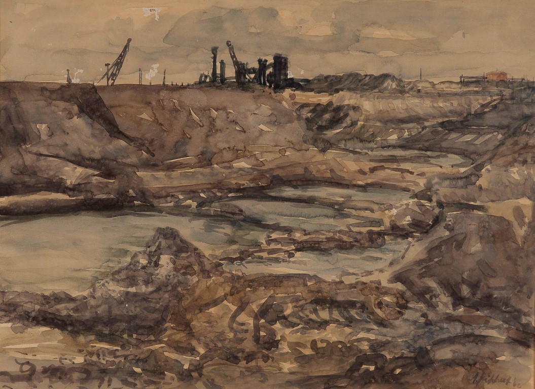 Ad Kikkert - Europoort - Aquarel op papier - BKR Rotterdam kopen? Bied vanaf 10!