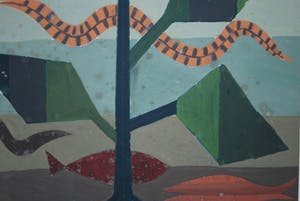 Geni Peter - vissen en bloeiende planten - abstracte gouache uit 1947(!) kopen? Bied vanaf 180!