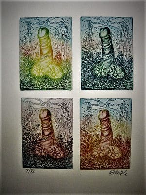 Hadewijch Ouwendijk - Zeer kleine oplage (20ex) Handgekleurde Litho "vier jaargetijden" kopen? Bied vanaf 1!