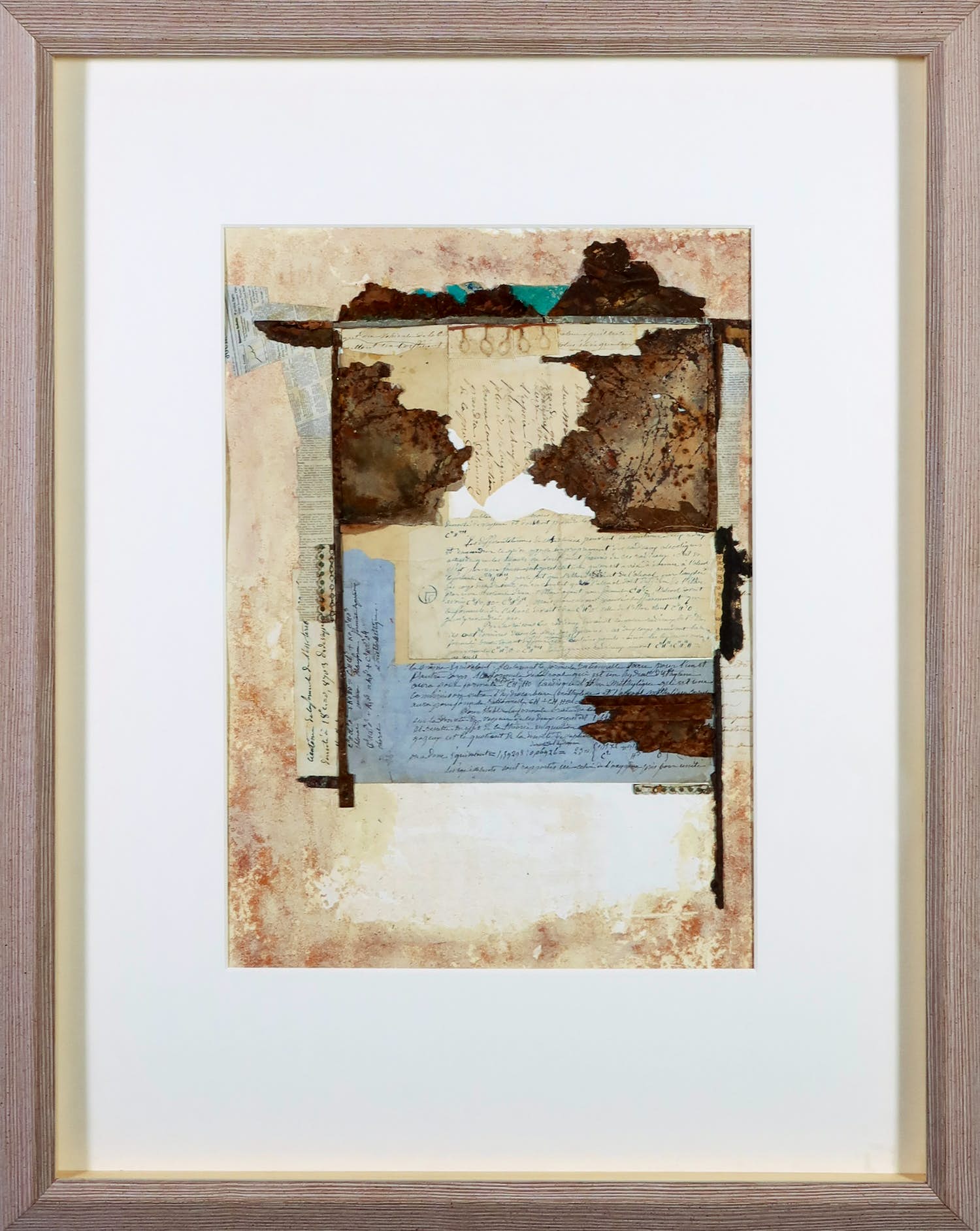 Anton van den Horst - Collage van verschillende materialen, Zonder titel - Ingelijst verkocht voor € 50!