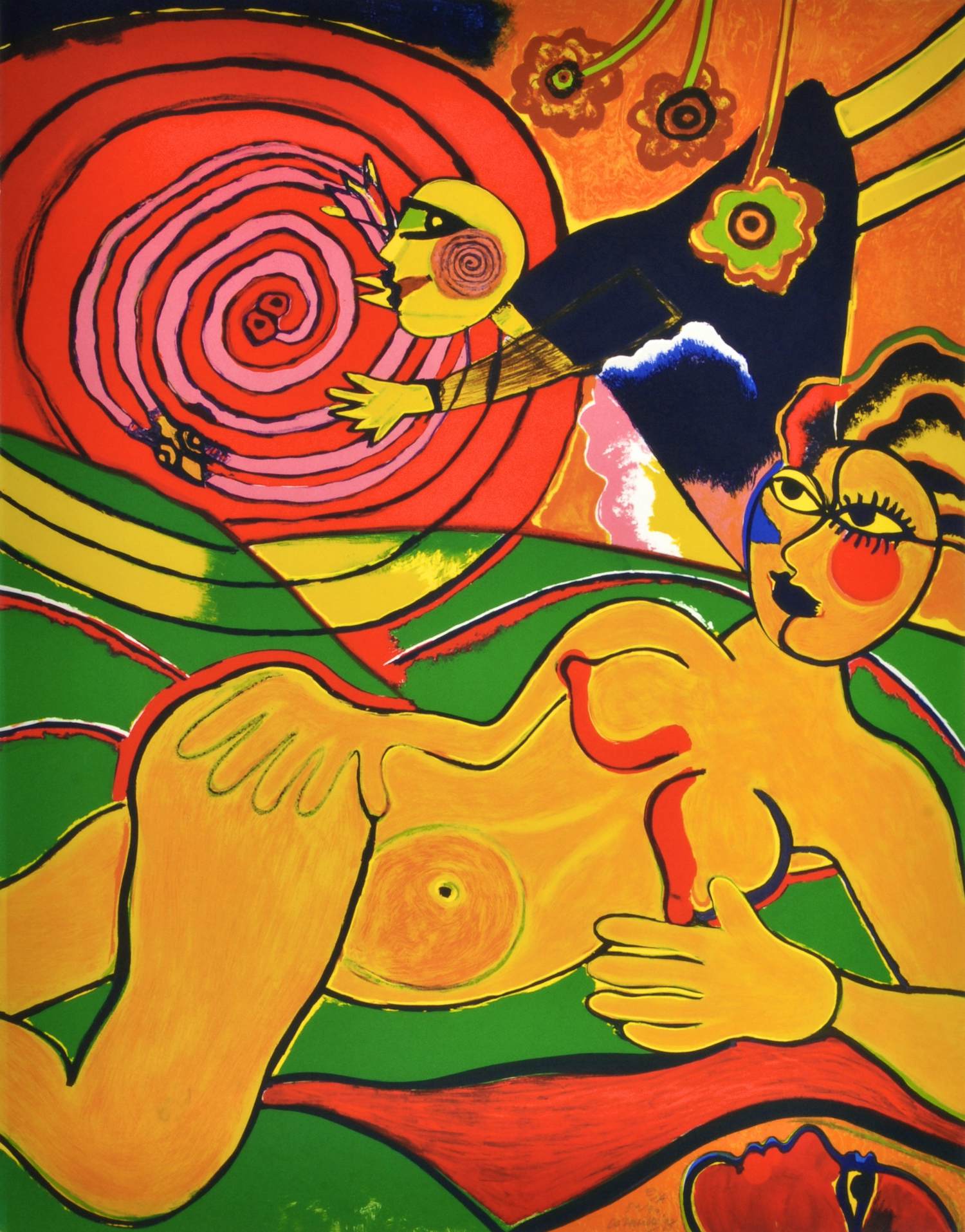 Corneille - L' enchantement du soleil serpent - litho - 100x78 cm - 1997 kopen? Bied vanaf 765!