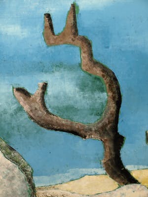 Piet Snel - Acrylverf en pastel , Surrealistisch landschap - 1965 kopen? Bied vanaf 40!