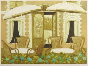 Willy Belinfante - en Laetitia de Haas - Lot van vier kleurenetsen, Bloemen kopen? Bied vanaf 35!