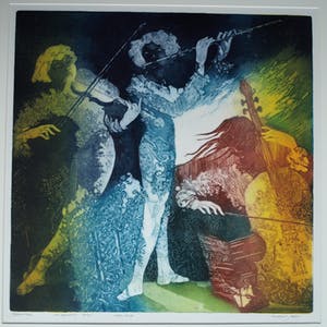 Michael Jepkes - Ets en aquatint , “Rococo Trio” – oplage 35 kopen? Bied vanaf 35!