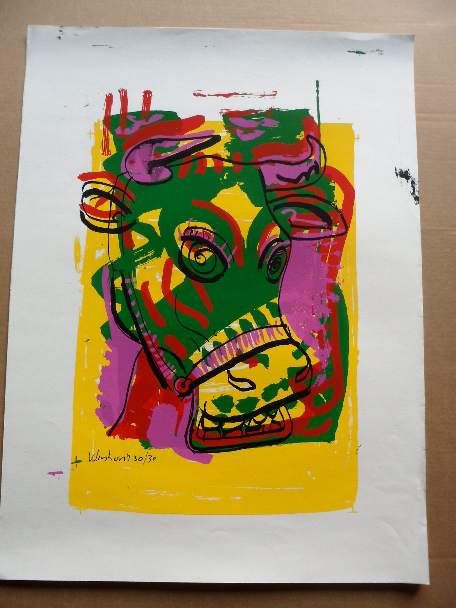 Peter Klashorst - Zeefdruk, titel. "Cow Green ". verkocht voor € 35!