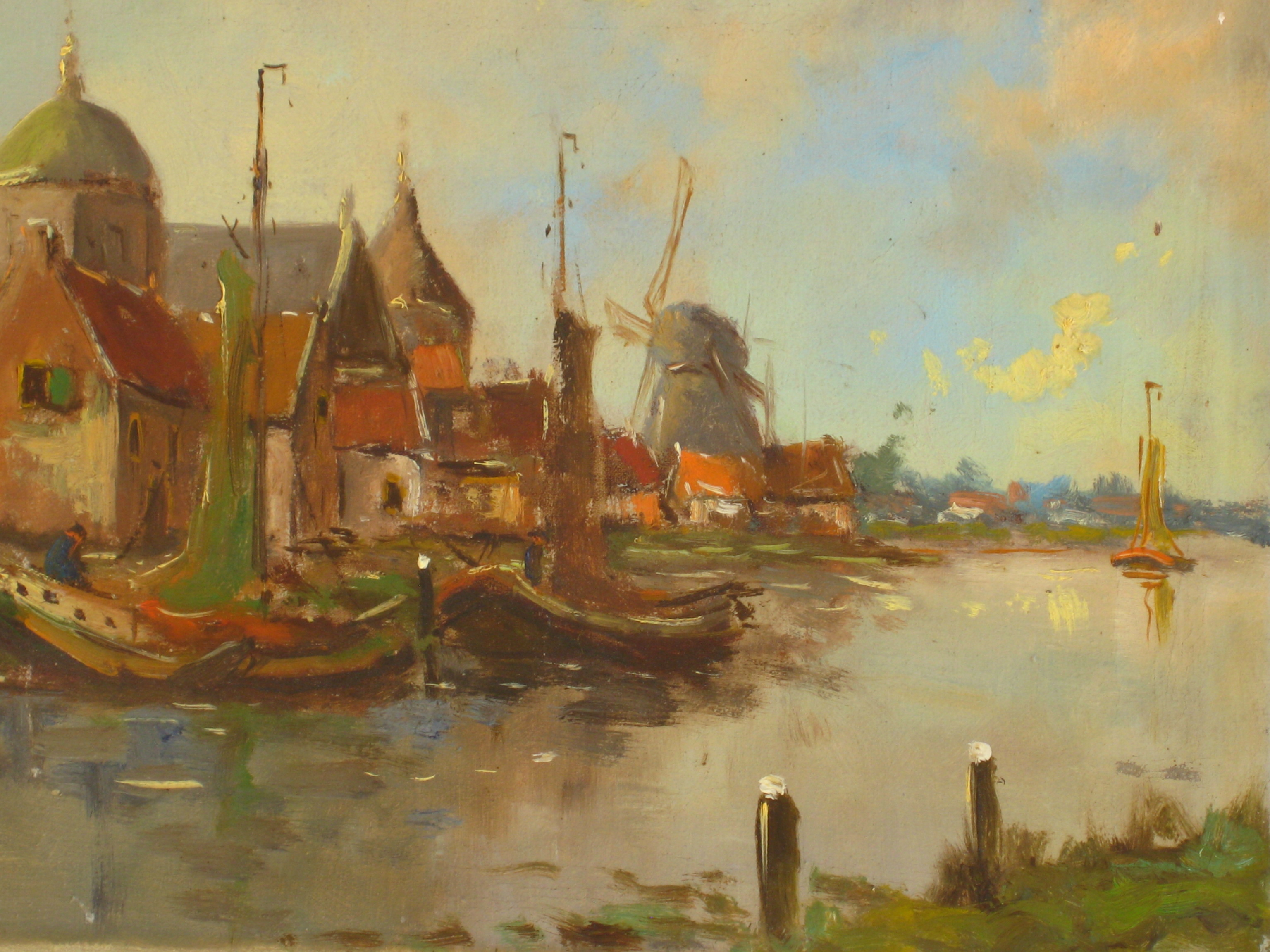 Niet of onleesbaar gesigneerd - Dorpje aan het water. kopen? Bied vanaf 1!