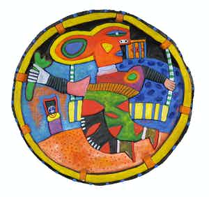 Clemens Briels - Gemengde techniek, Wandobject El Pintor yel Columpia verkocht voor € 350!