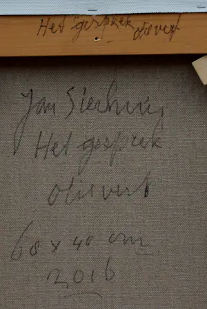 Jan Sierhuis - Olieverf op doek: "het gesprek" - 2016 kopen? Bied vanaf 699!