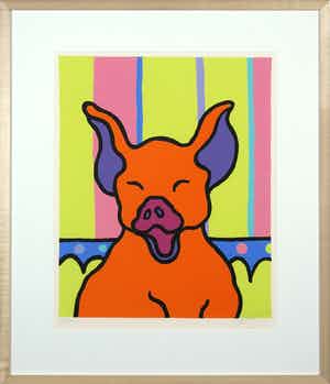 Shunyam - Zeefdruk, Varkentje - Ingelijst verkocht voor € 35!