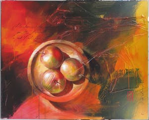 Jochum Bakker - Acryl op doek, Stilleven met appels (Zeer groot) kopen? Bied vanaf 250!