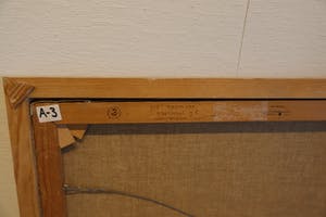 Juul Neumann - Geabstraheerd landschap met rode cirkel kopen? Bied vanaf 300!