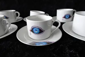 Salvador Dali - La Vanguardia - Koffieservies (6) - Het oog van de tijd - Porselein kopen? Bied vanaf 25!