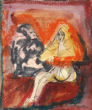 Luis Filcer - Aquarel en krijttekening, Vrouw XV kopen? Bied vanaf 50!