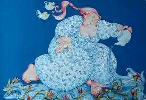 Ada Breedveld - Zeefdruk: Blauwe dame - 1999 verkauft für € 59!