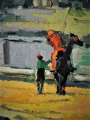 Daniel Wilhelm Bekking - Krachtig en met felle kleuren geschilderd "stierenvechten te Barcelona" - GROOT! kopen? Bied vanaf 120!