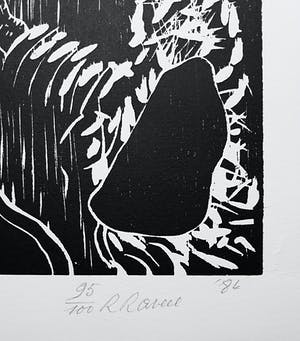 Roger Raveel - Voor de poort, houtsnede kopen? Bied vanaf 295!