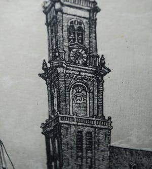 Marius Johannes Janssen - 2 etsen: Leiden Rijksuniversiteit & Westertoren Amsterdam kopen? Bied vanaf 30!