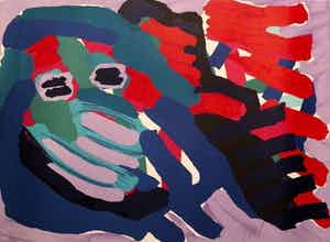 Karel Appel - Kleurenzeefdruk ANOTHER BLUE HEAD AGAIN Handgesigneerd. verkocht voor € 525!